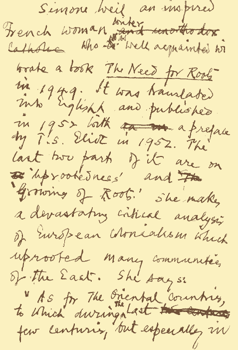 Handwriting of Martin Wicramasinghe